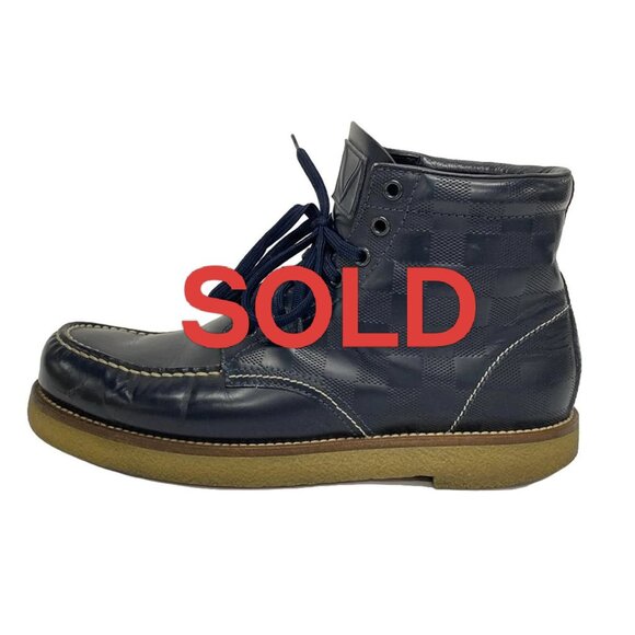 LOUIS VUITTON Dark Navy Men's Boots Leather 162-052725 - Picture 1 of 8